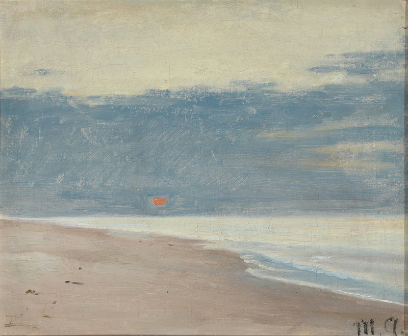 View from a beach under a low sun. - Michael Peter Ancher
