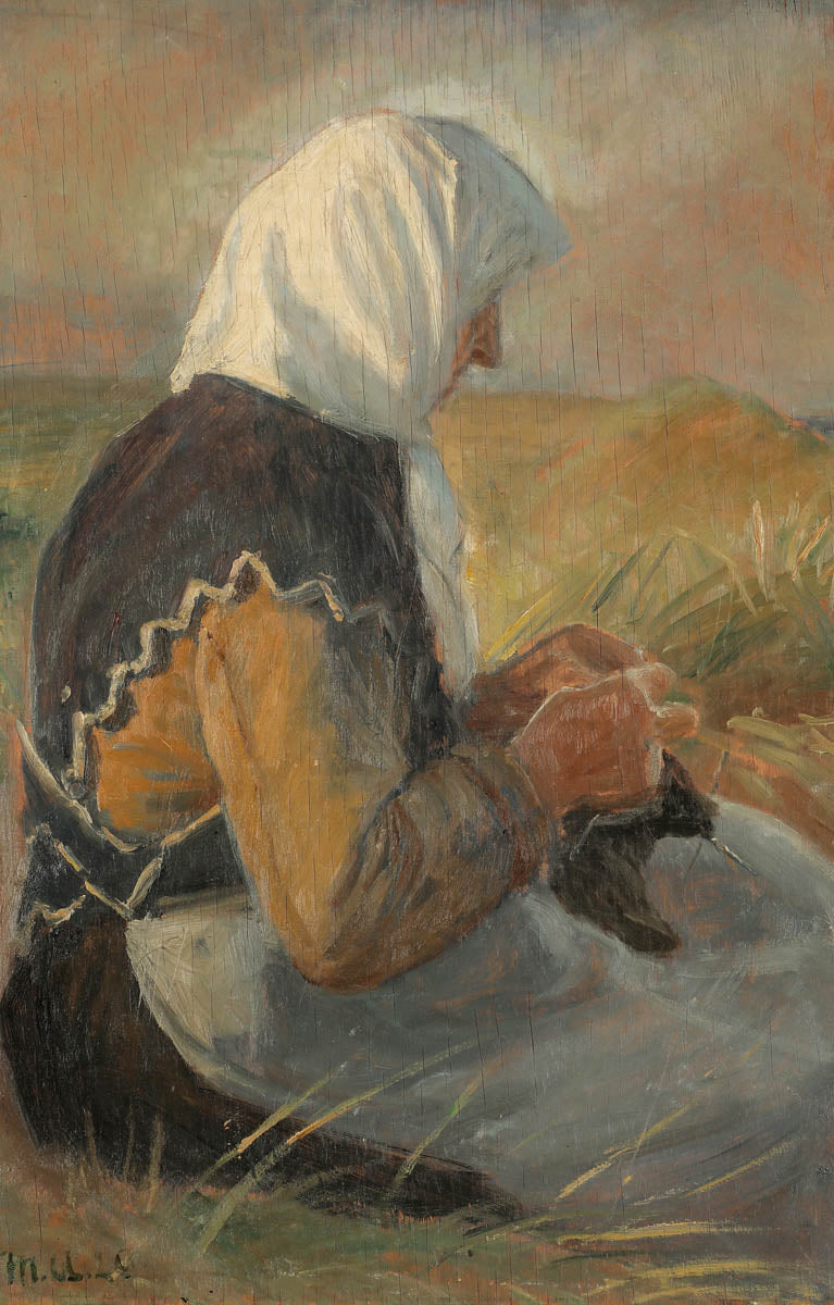 A fisherman's wife knits in the dunes. - Michael Peter Ancher