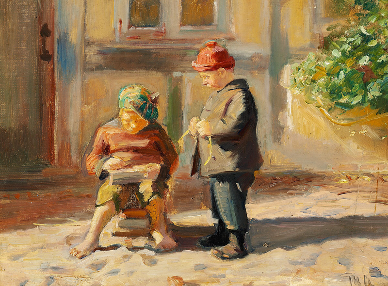 Little boys playing. - Michael Peter Ancher