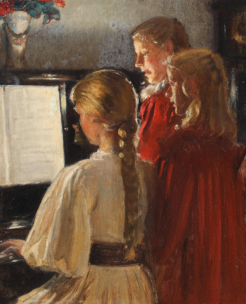 Three girls at the piano. -Michael Peter Ancher