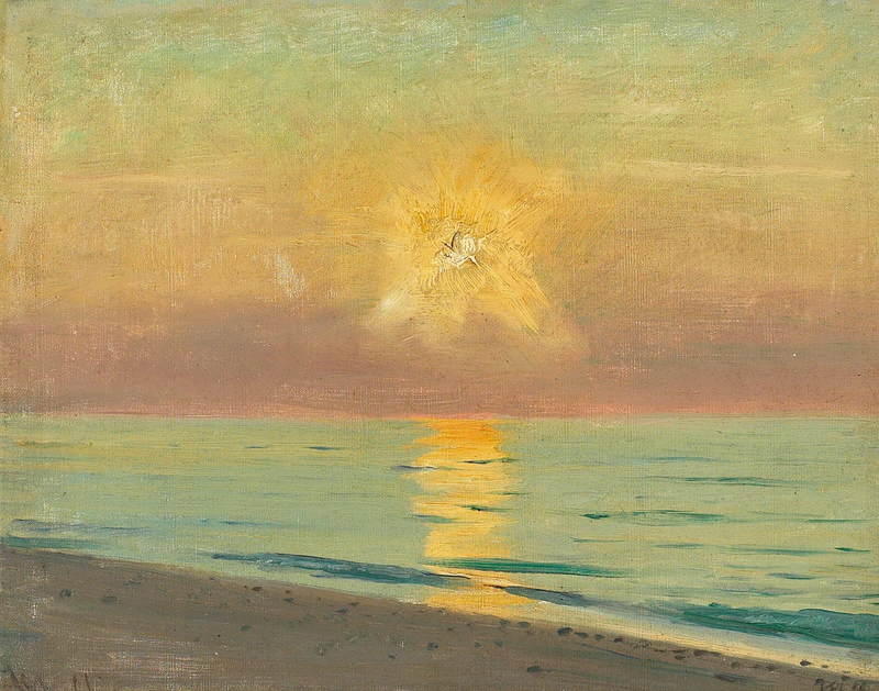 An evening scene with an ocean view. - Michael Peter Ancher