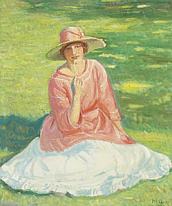 Young woman in a garden. - Michael Peter Ancher