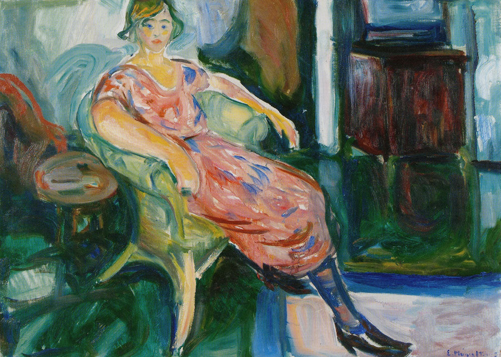 Reproduction du tableau « Modèle dans une chaise en osier - Edvard Munch » par Alpha Reproduction en peinture à l’huile