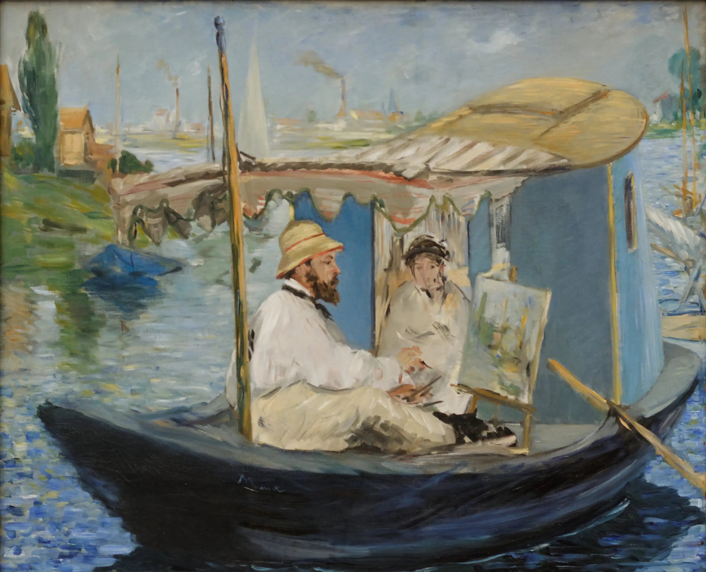 Reproduction du tableau « Claude Monet peignant dans son atelier - Édouard Manet » par Alpha Reproduction en peinture à l’huile
