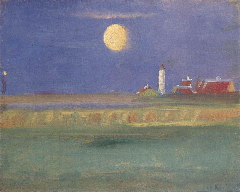 Moonlight evening. Lighthouse - Anna Ancher