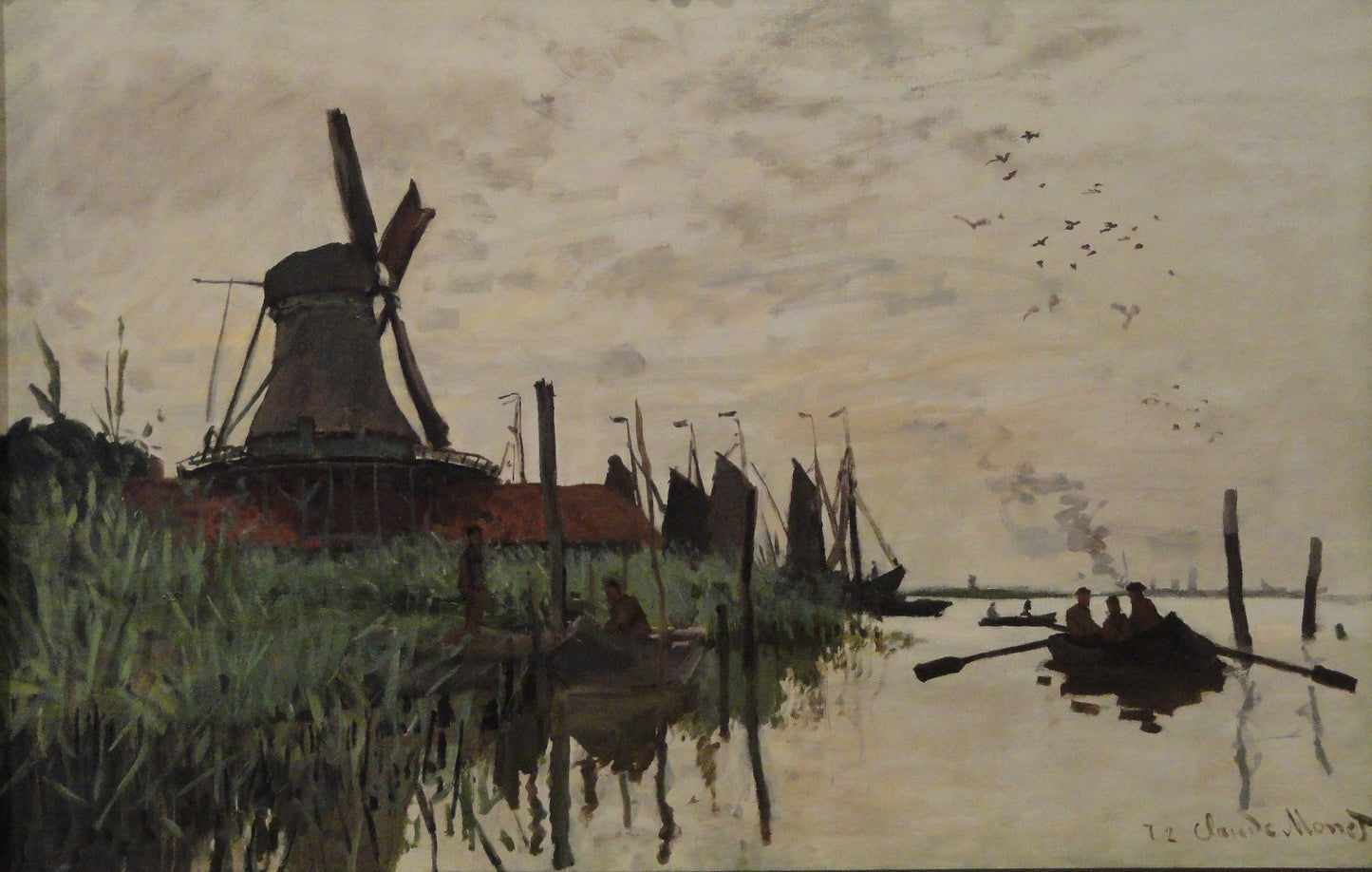 🌬️ Windmill and boats at Zaandam – Claude Monet (1871)