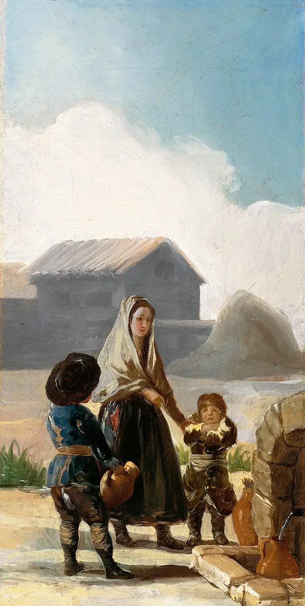 A Woman and Two Children at the Fountain - Francisco de Goya