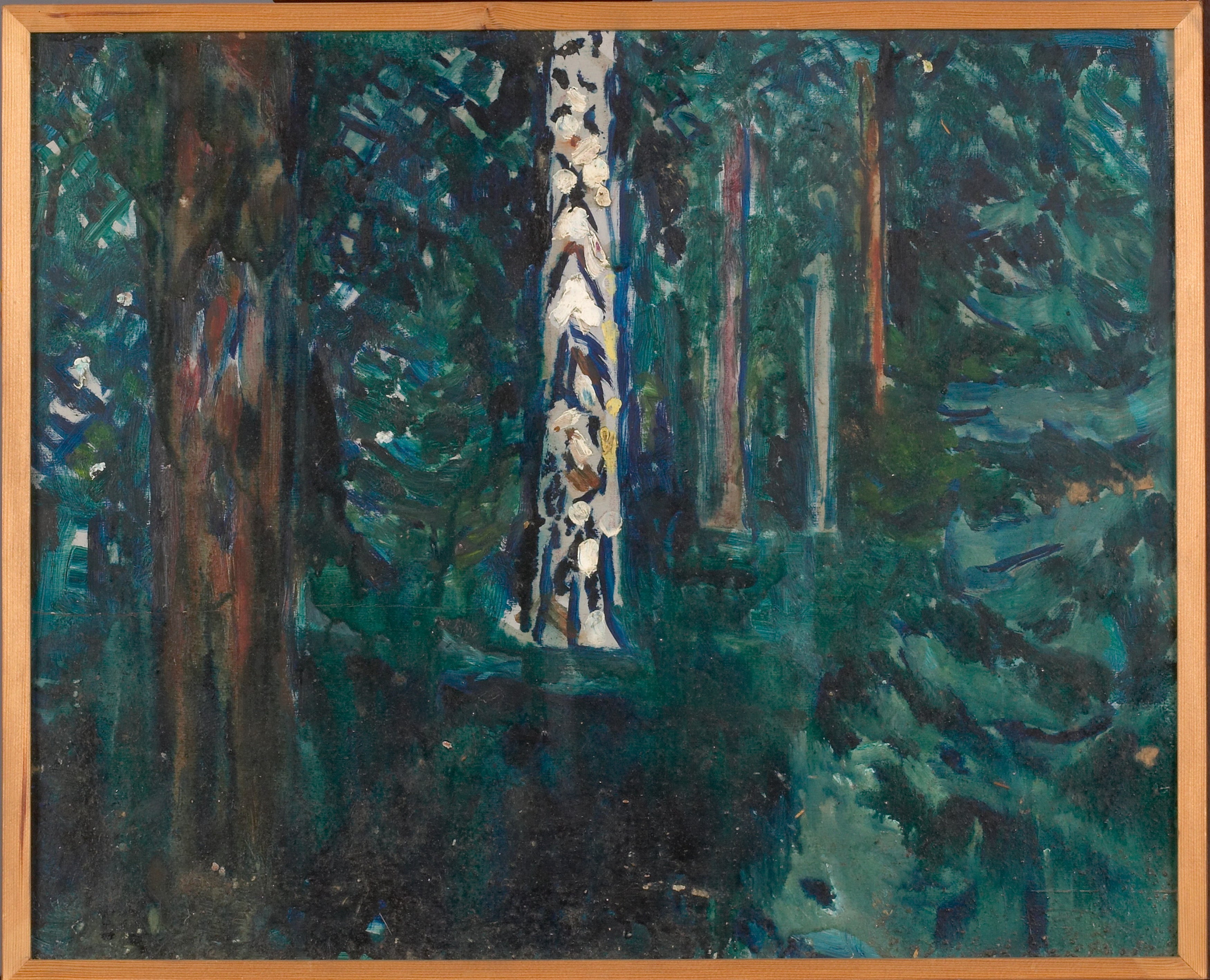 Reproduction du tableau « Forêt aux troncs de bouleau - Edvard Munch » par Alpha Reproduction en peinture à l’huile