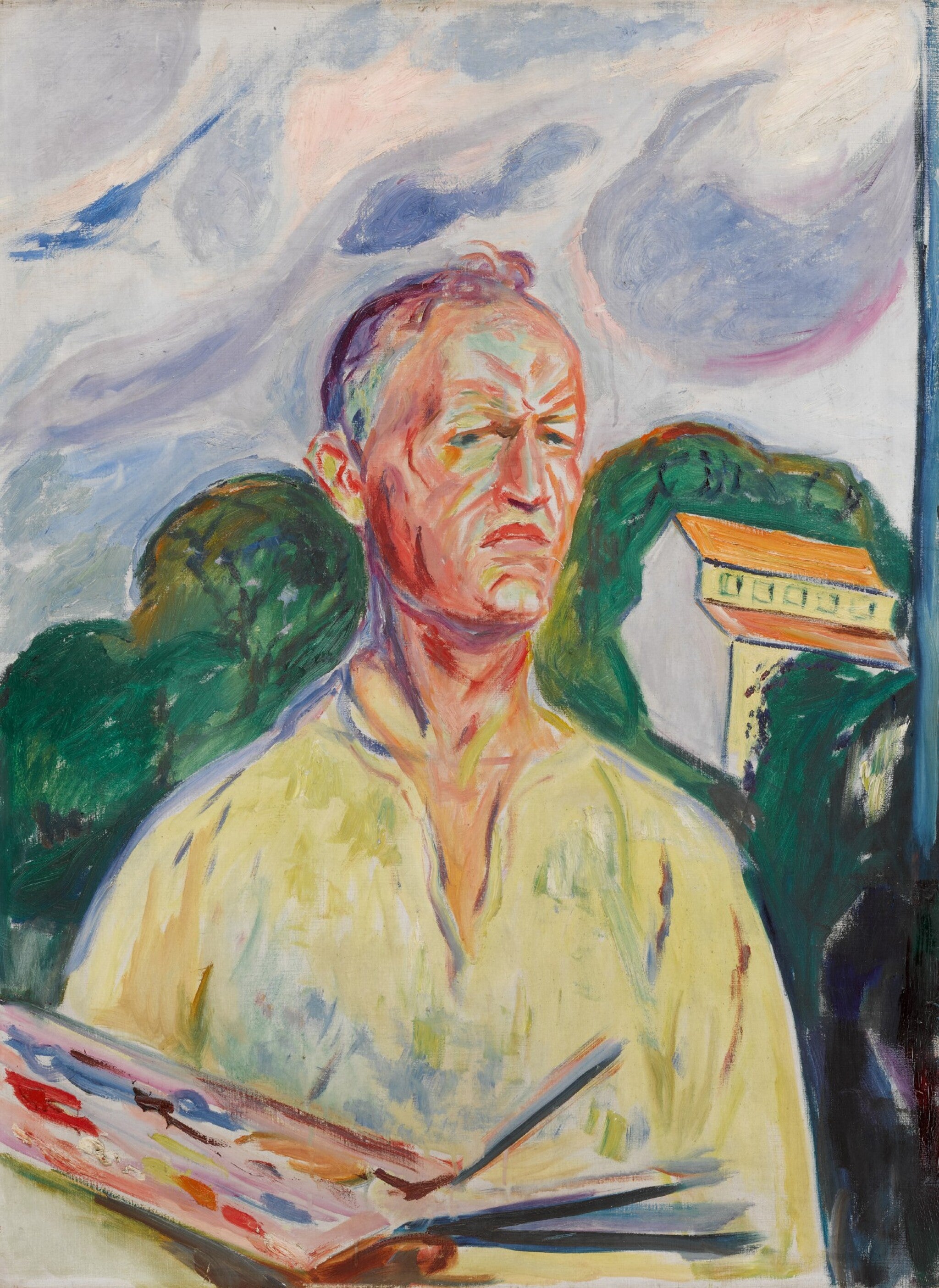 Reproduction du tableau « Autoportrait à la palette - Edvard Munch » par Alpha Reproduction en peinture à l’huile