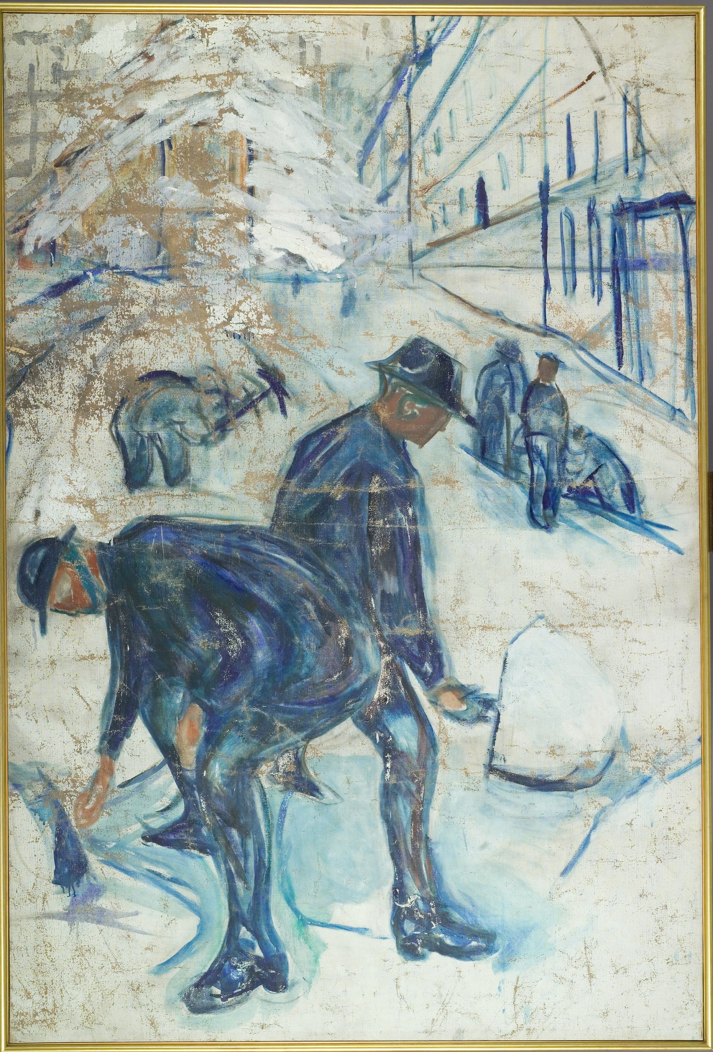 Reproduction du tableau « Déneigeurs sur un chantier en construction - Edvard Munch » par Alpha Reproduction en peinture à l’huile