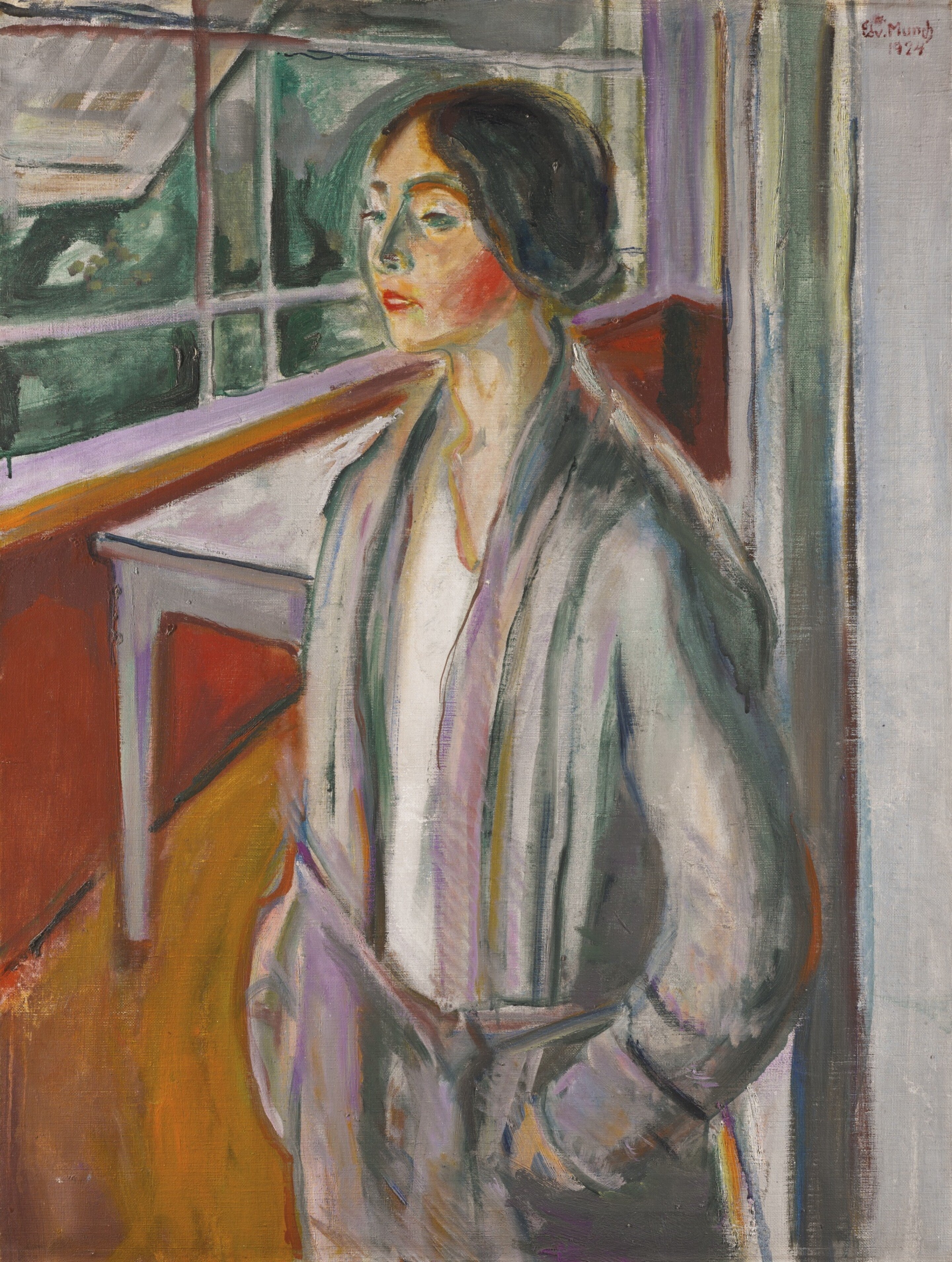 Reproduction du tableau « Jeune Femme dans la véranda - Edvard Munch » par Alpha Reproduction en peinture à l’huile
