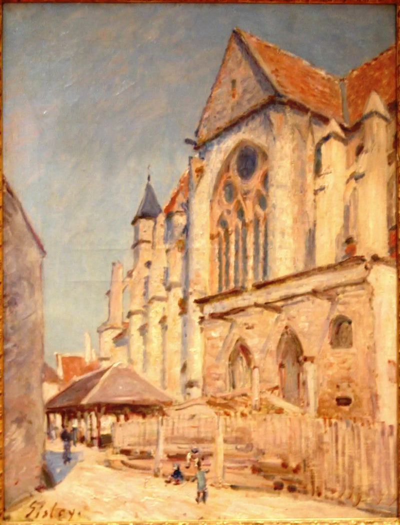 The Church of Moret and the Old Market - Alfred Sisley