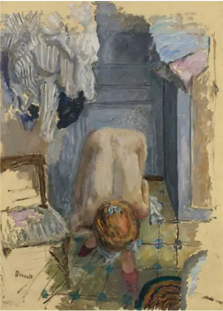 Crouching Nude Leaning Forward - Pierre Bonnard
