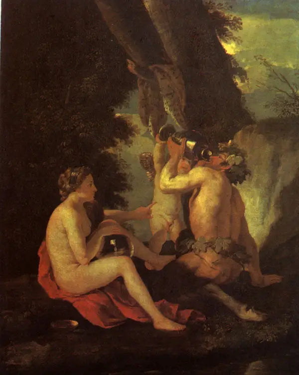 Bacchic scene or Nymph and satyr drinking - Nicolas Poussin