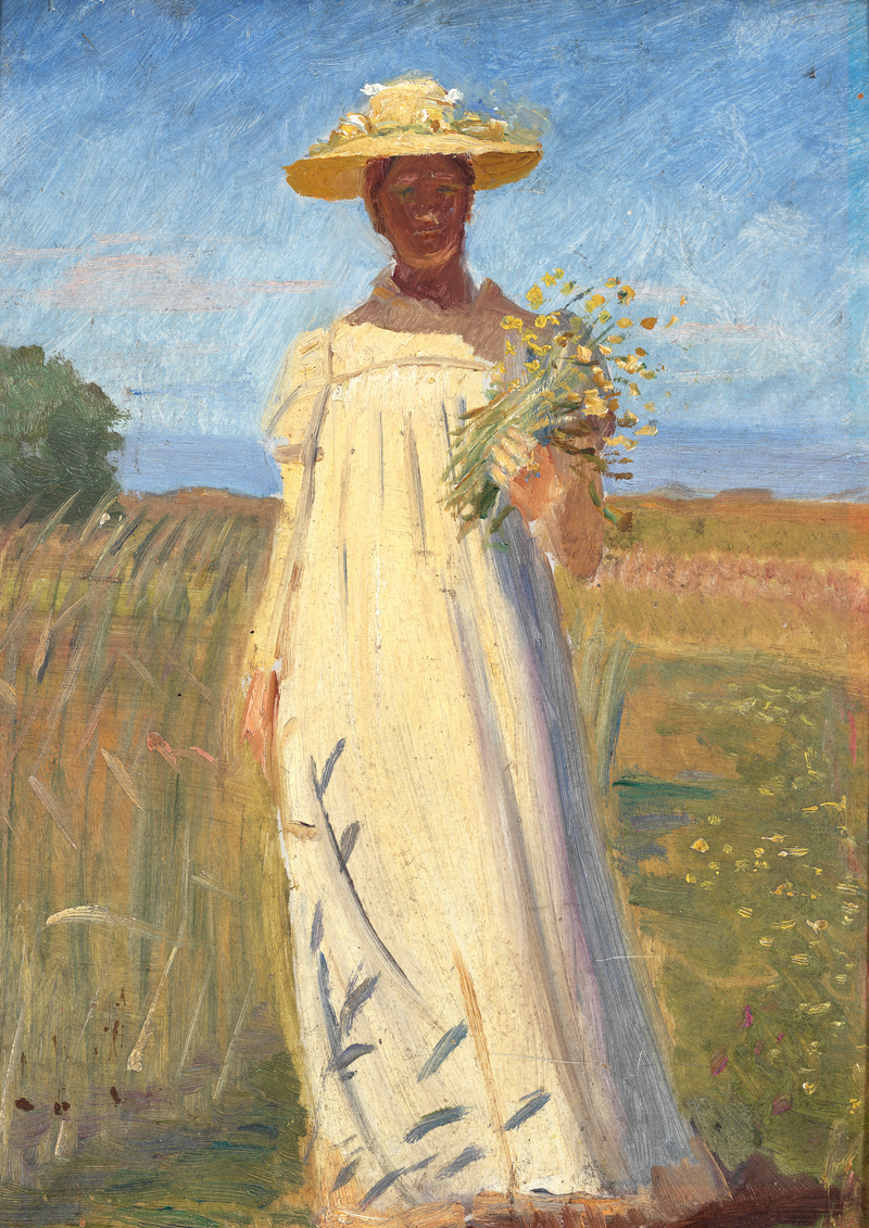Anna Ancher returning from the field. Sketch. -Michael Peter Ancher