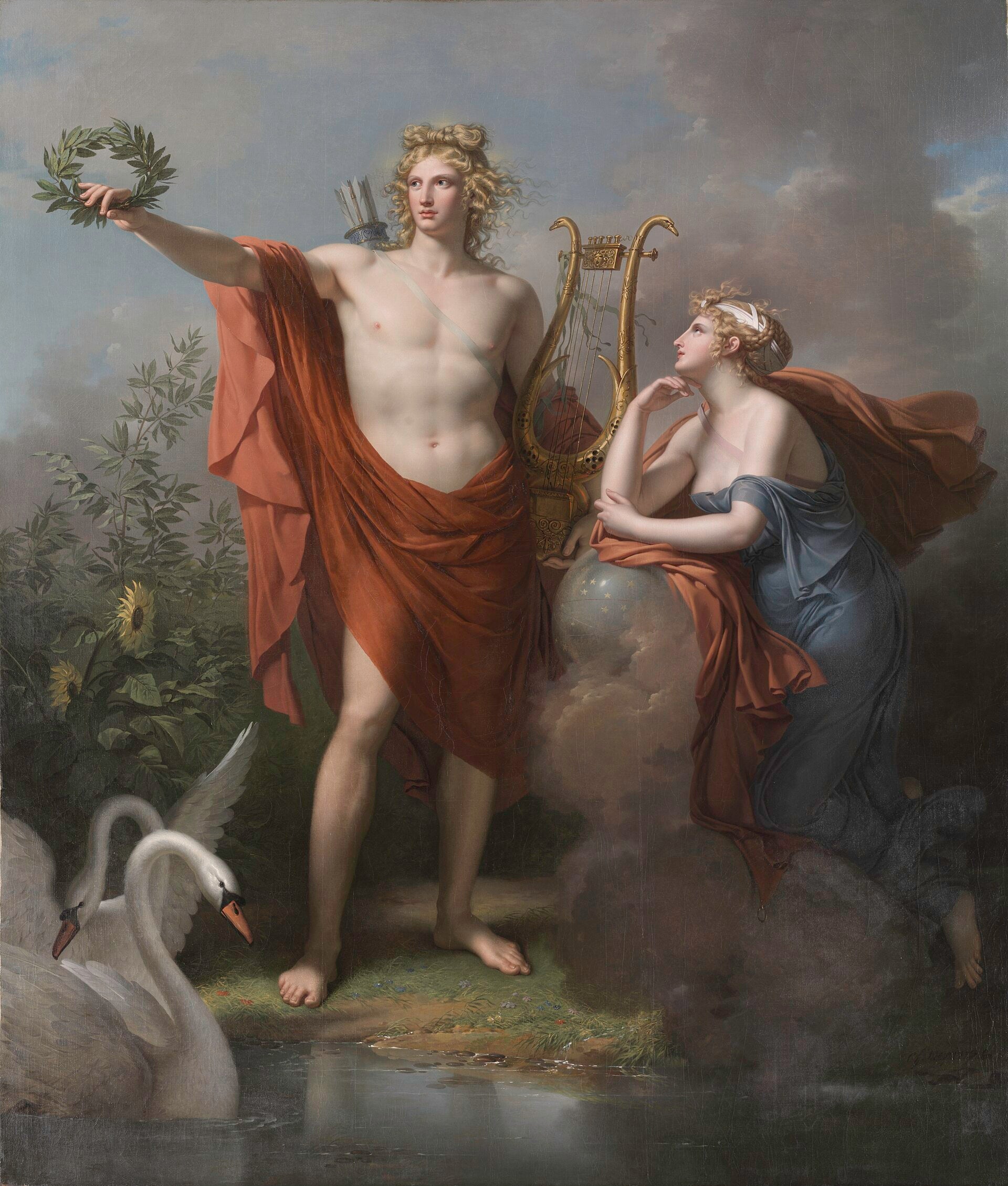 Apollon, Dieu de la Lumière, de l’Éloquence et des Beaux-Arts, accompagné d’Uranie, Muse qui préside à l’Astronomie - Charles Meynier