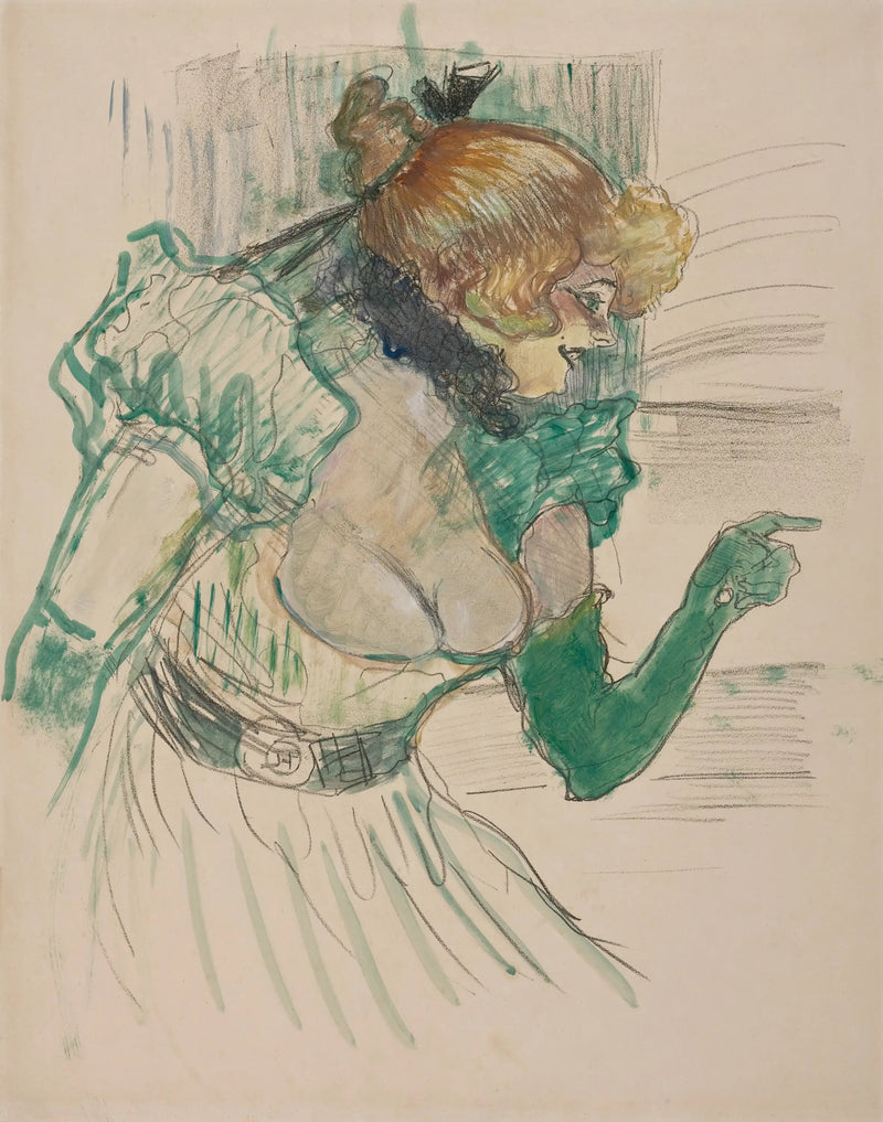 Artist with green gloves - the singer Dolly from Café Star in Le Havre - Henri de Toulouse-Lautrec