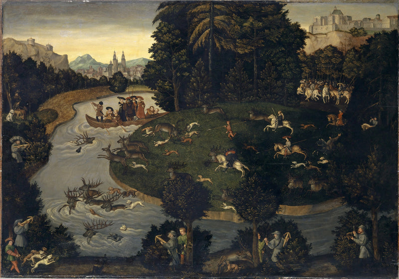 Stag Hunt by Frédéric le Sage with Emperor Maximilian I - Lucas Cranach the Elder