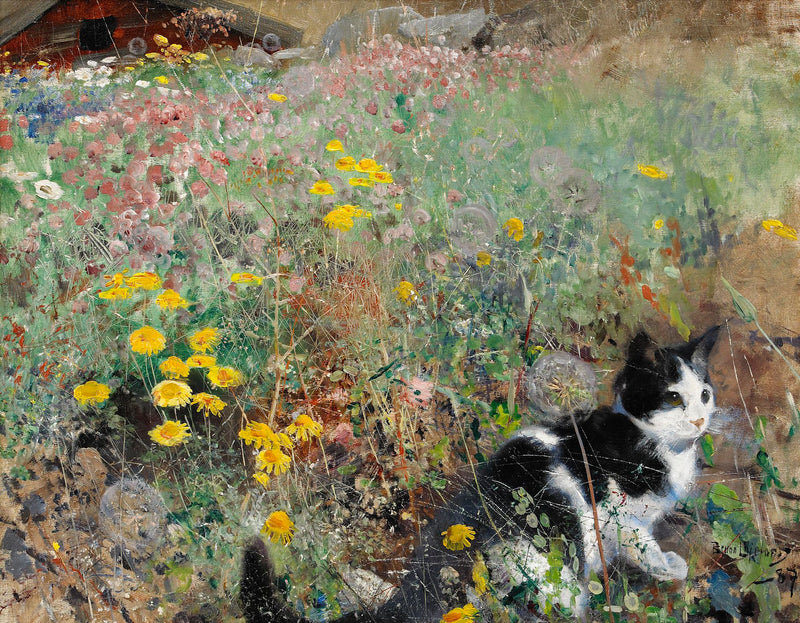 Cat in a Flowery Meadow - Bruno Liljefors