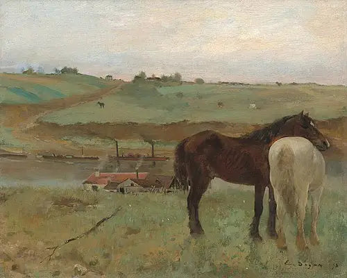 Horses in a Meadow - Edgar Degas