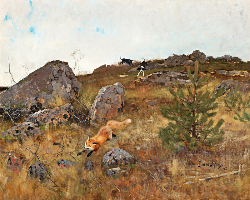 Fox-hunting dogs in autumn - Bruno Liljefors