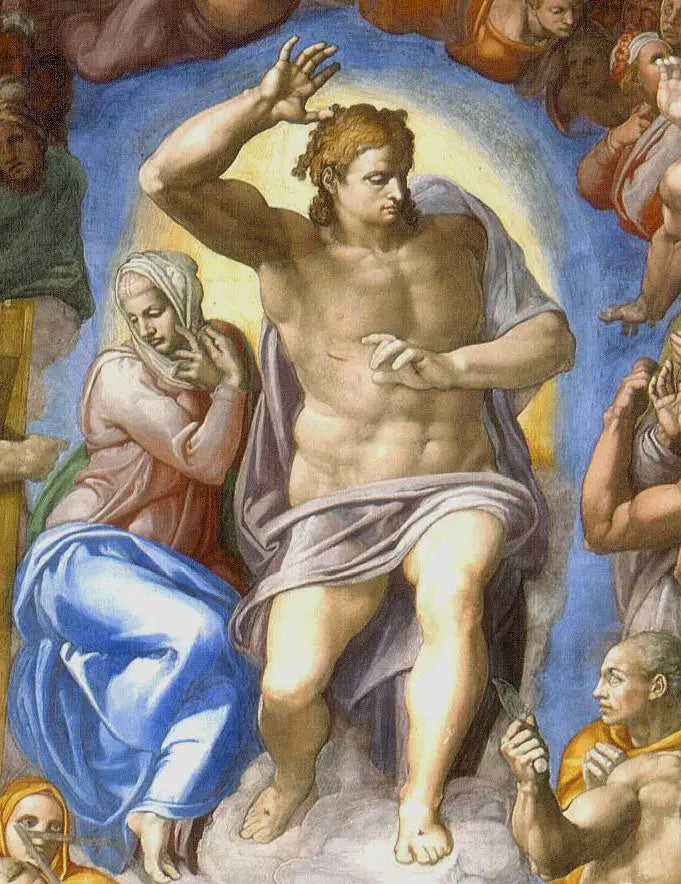 Reproduction du tableau « Christ, détail du Jugement dernier - Michel-Ange » par Alpha Reproduction en peinture à l’huile