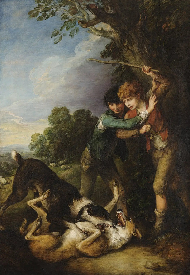 Two Shepherds Fighting with Dogs - Thomas Gainsborough