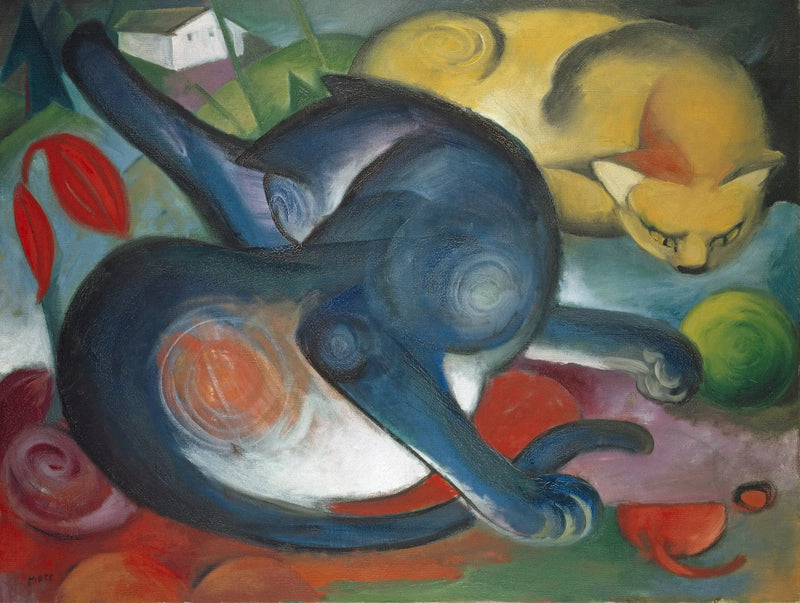Two Cats, Blue and Yellow - Franz Marc