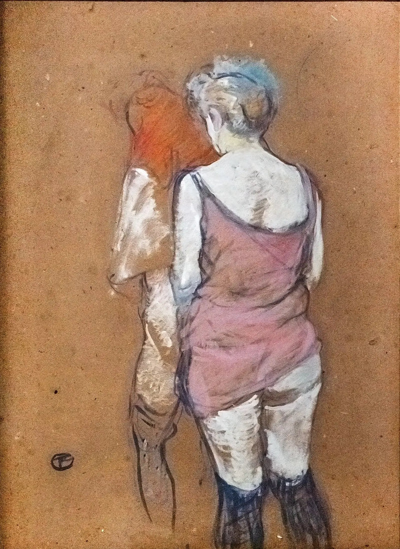 Two half-naked women from behind. House on Rue des Moulins - Henri de Toulouse-Lautrec