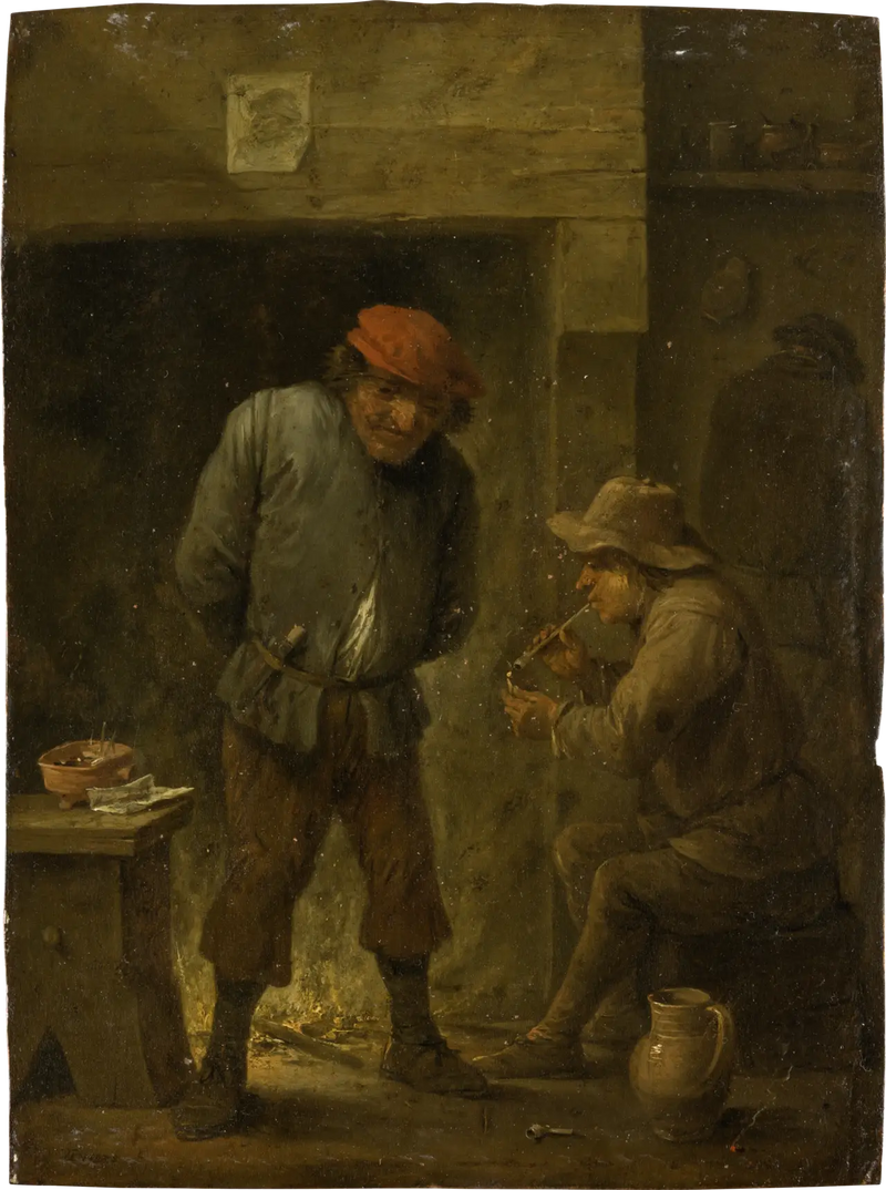 Two peasants by the fire - David Teniers the Younger
