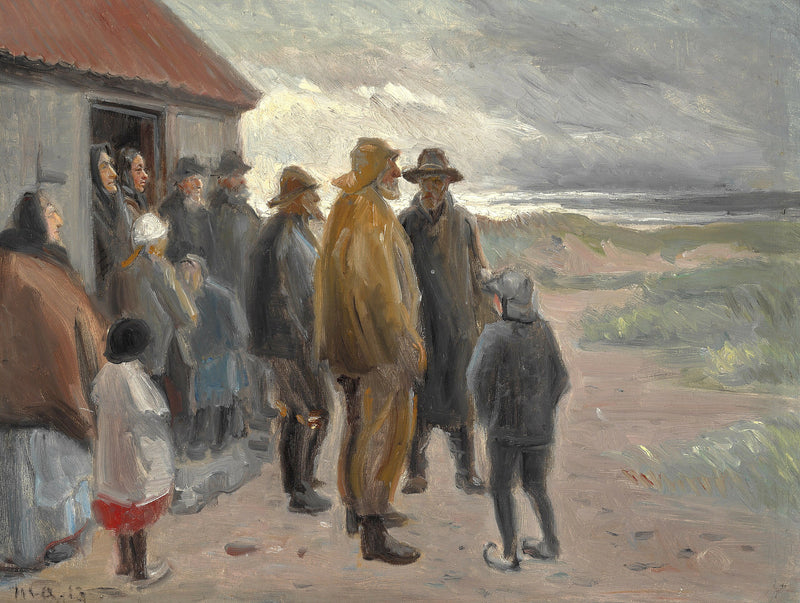 In front of the fisherman's house. Stormy weather, Skagen. - Michael Peter Ancher