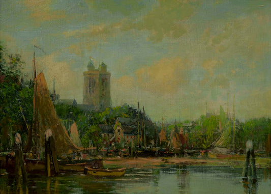 Reproduction du tableau « Dordrecht, la cathédrale - Eugène Boudin » par Alpha Reproduction en peinture à l’huile