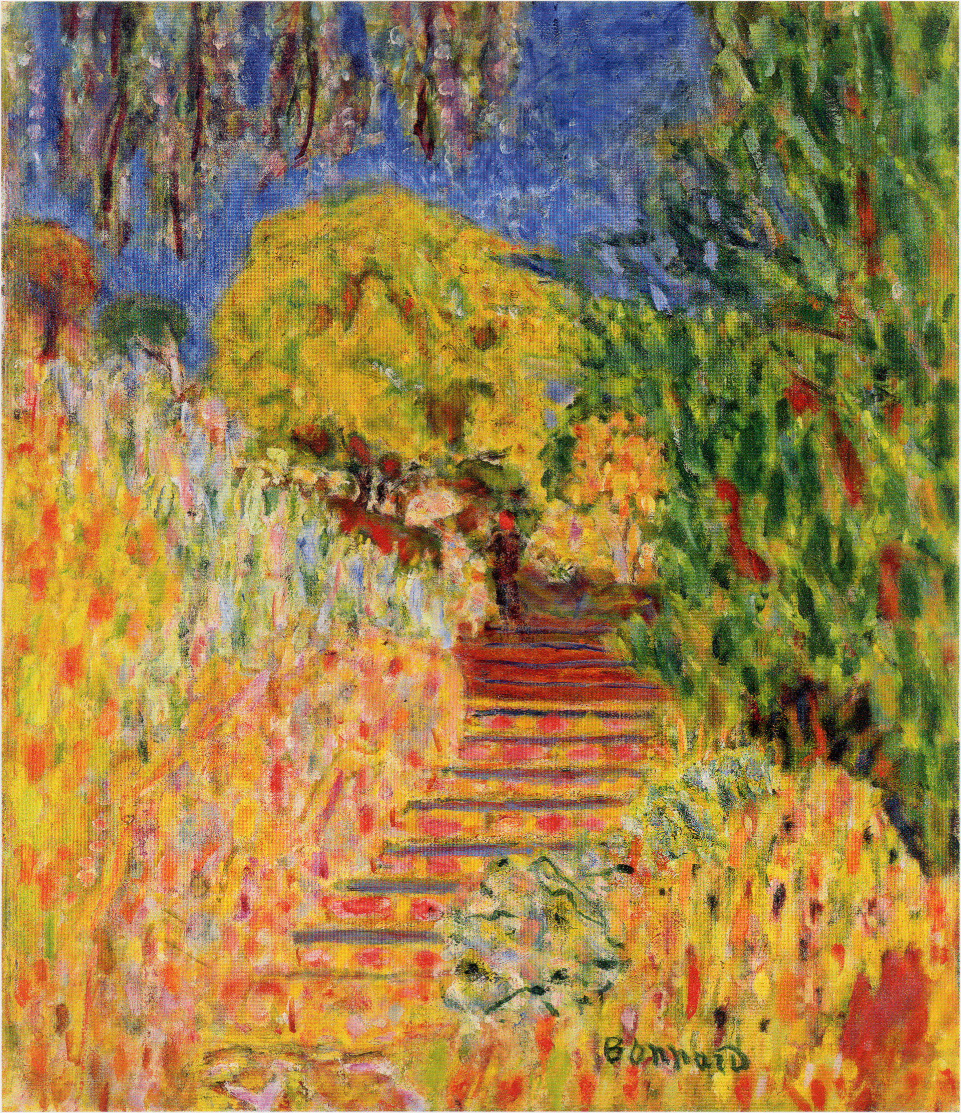 Reproduction du tableau « Escaliers avec Mimosa - Pierre Bonnard » par Alpha Reproduction en peinture à l’huile