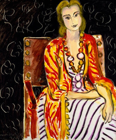 Reproduction du tableau « Femme assise sur fond noir - Henri Matisse » par Alpha Reproduction en peinture à l’huile