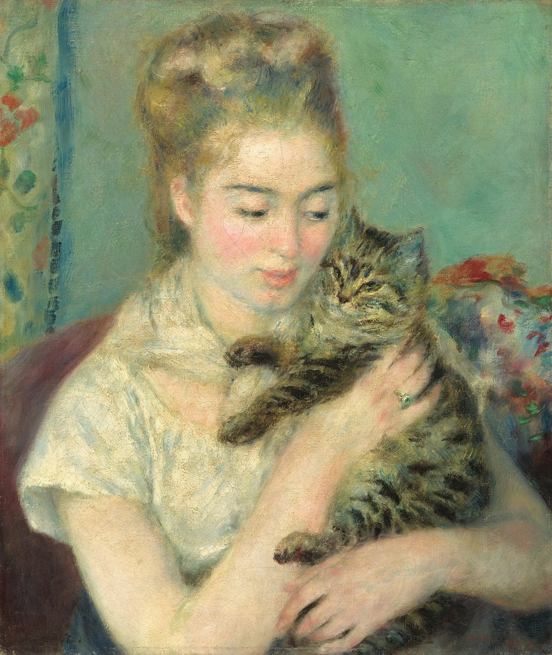 Woman with Cat - Pierre-Auguste Renoir