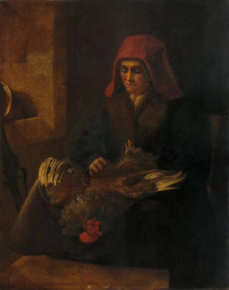Woman Plucking a Fowl - Rembrandt