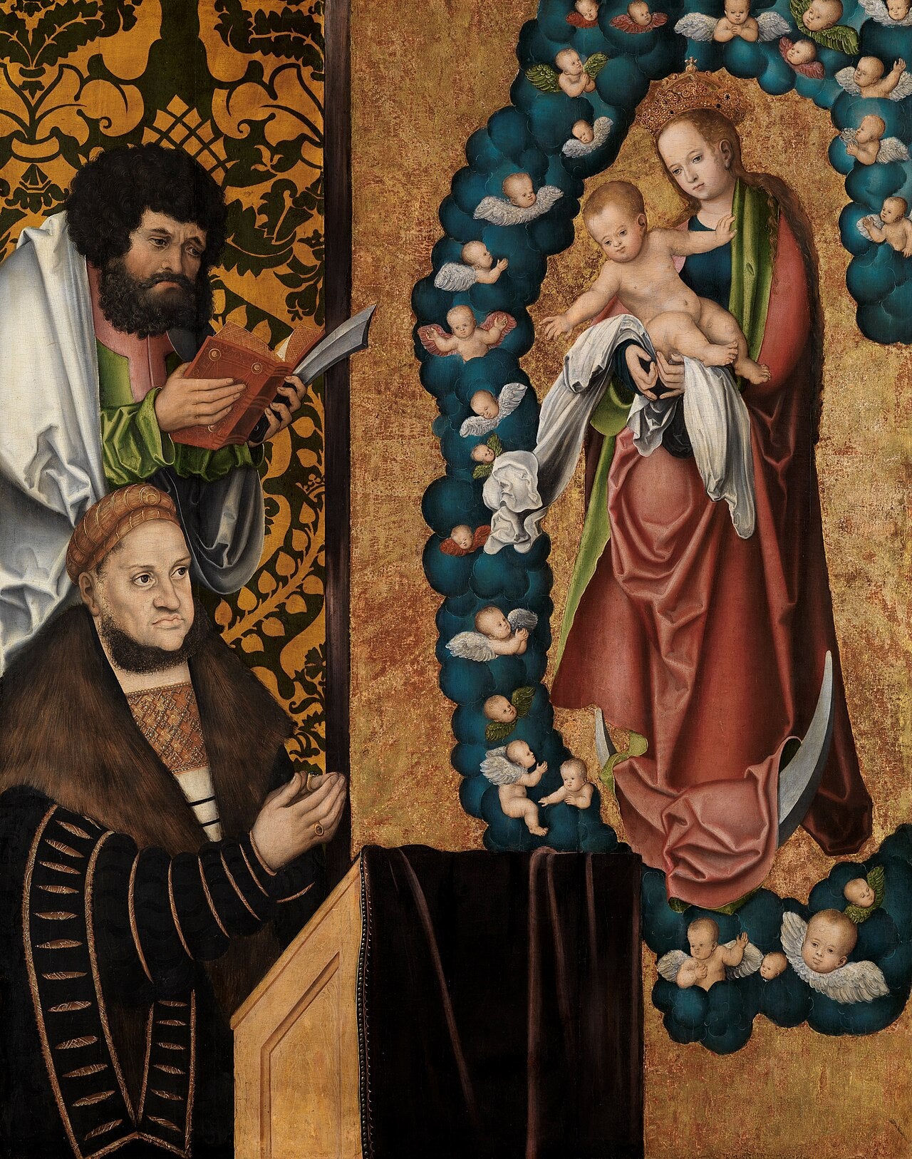 Frédéric le Sage en vénération de la Mère de Dieu apocalyptique - Lucas Cranach the Elder - Alpha Reproduction