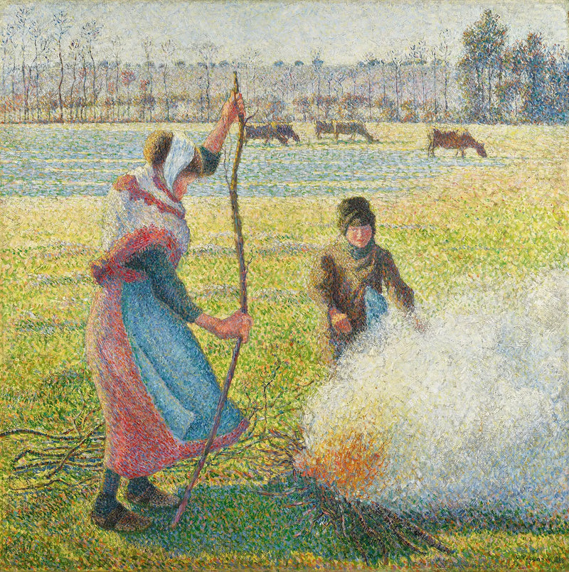 White Jelly, Young Peasant Making Fire - Camille Pissarro