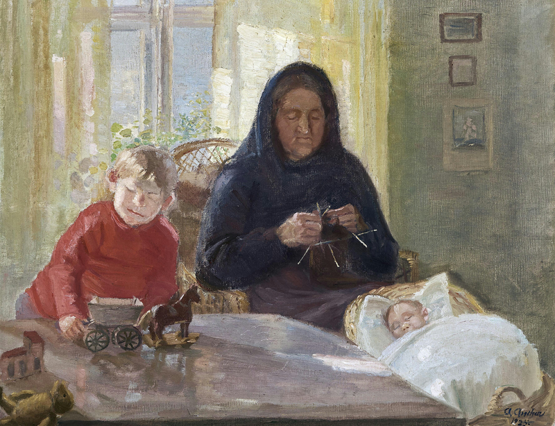 Grandma is watching the children. - Anna Ancher