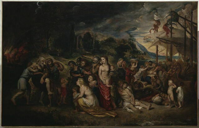 The Flight of Aeneas after the Burning of Troy - Peter Paul Rubens