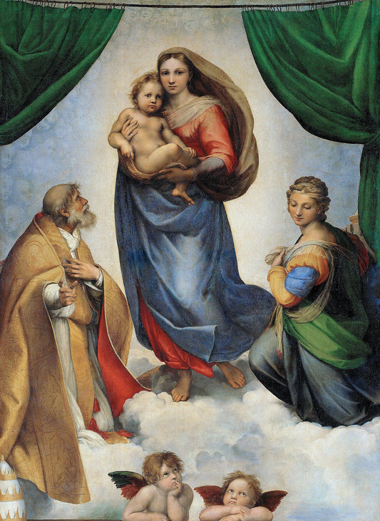 Reproduction du tableau « La Madone Sixtine - Raphaël Sanzio » par Alpha Reproduction en peinture à l’huile