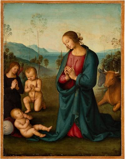 La Madone l’Enfant Saint Jean et un ange adorant l’Enfant Jésus - Pietro Perugino - Alpha Reproduction
