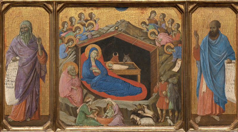 The Nativity with Prophets Isaiah and Ezekiel - Duccio di Buoninsegna