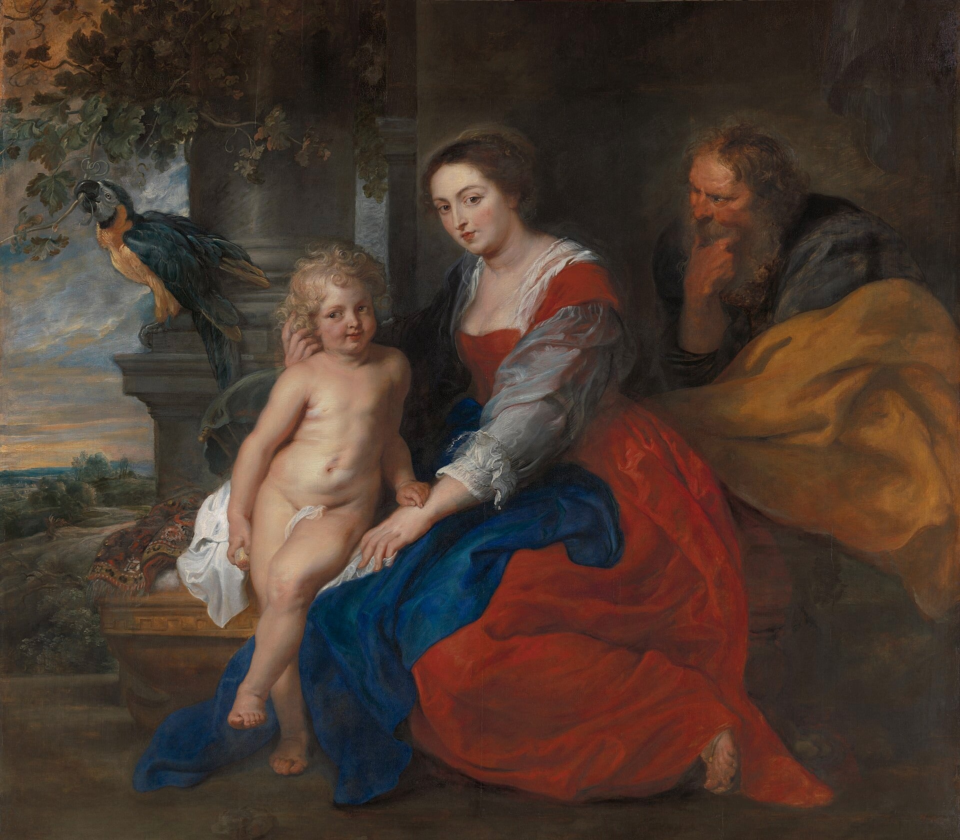 The Holy Family with the Parrot - Peter Paul Rubens