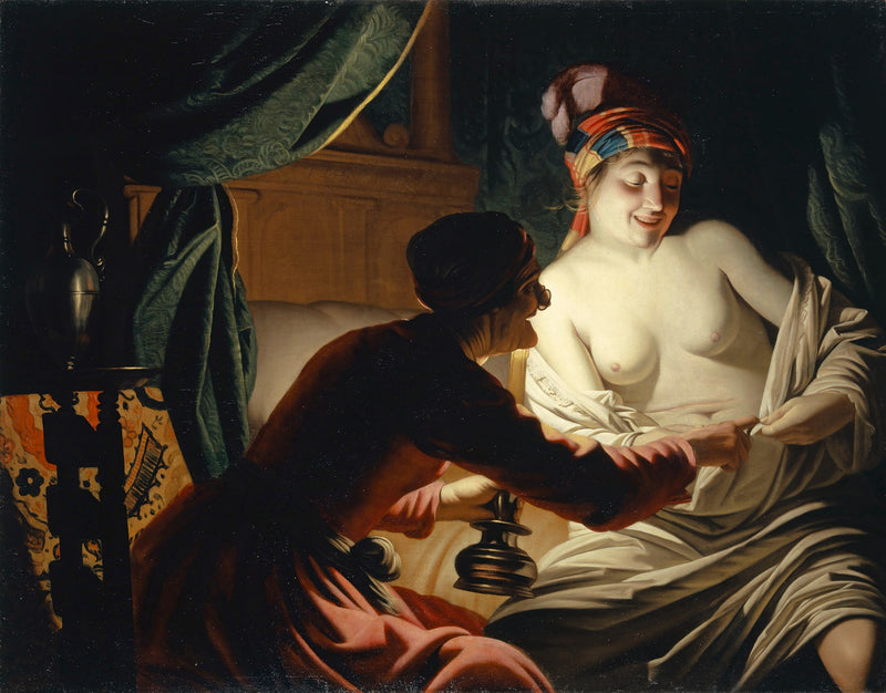 The flea hunt by candlelight - Gerrit van Honthorst