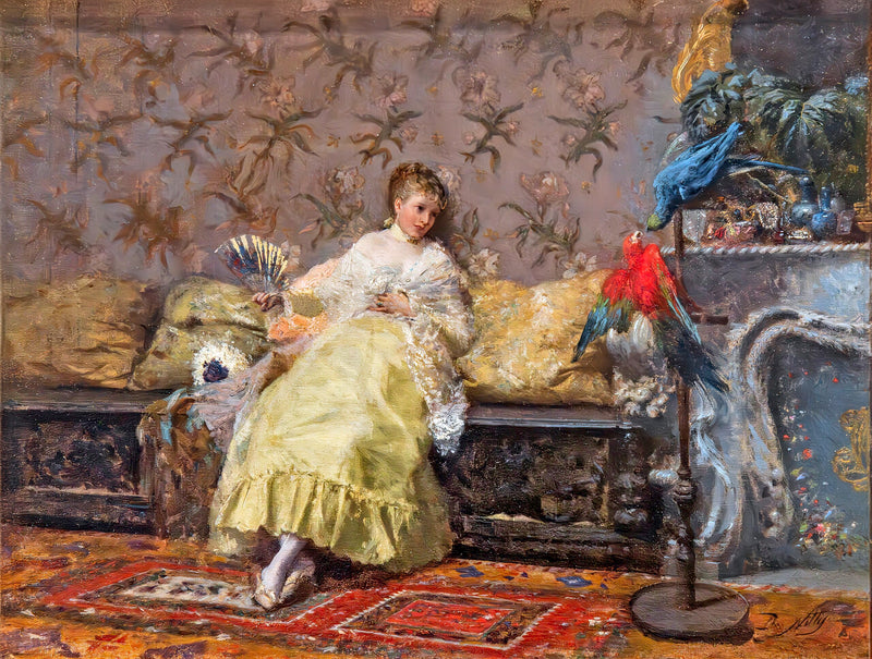 The Lady with Parrots - Giuseppe De Nittis