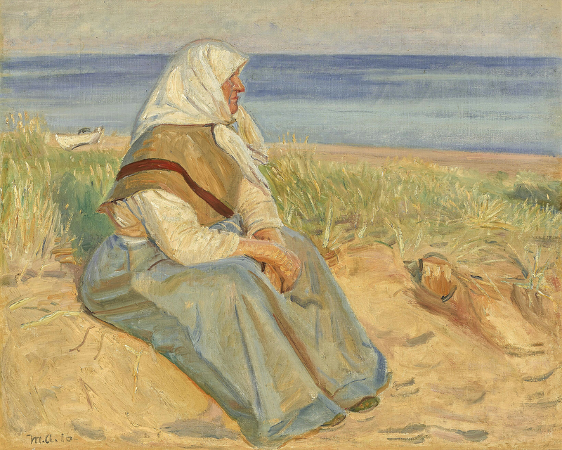 A fisherman's wife sitting in the dunes of Skagen. - Michael Peter Ancher
