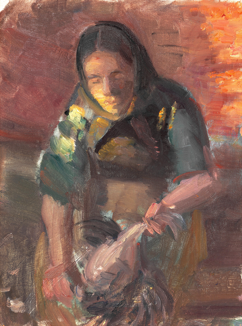 The Daughter of a Fisherman Plucking Chickens - Anna Ancher