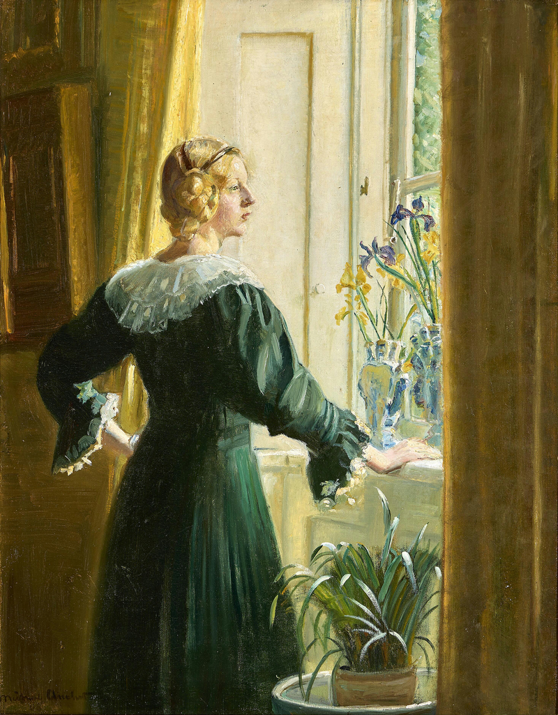 The artist's daughter, Helga Ancher, standing by a sunny window. - Michael Peter Ancher