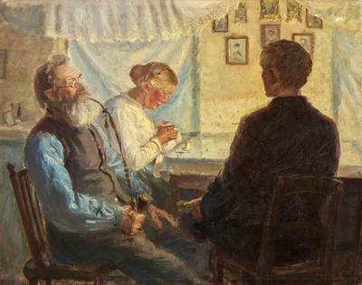 La visite du prétendant. - Anna Ancher - Alpha Reproduction